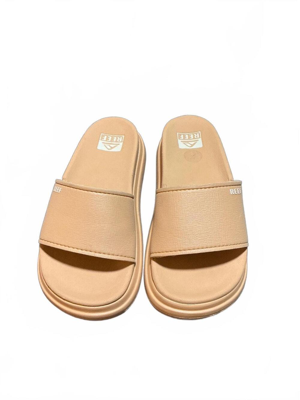 Reef Cushion Bondi Bay women's slide sandals in natural tan, size 5